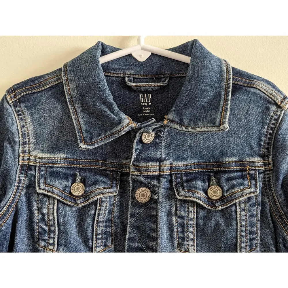 Gap Soft Denim Jacket Size 5 Medium Wash Blue Jean Coat Stretch Material